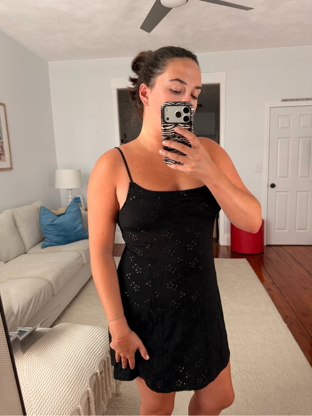 Free People Black Eyelet Slip Dress